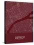 Detroit, United States of America Red Map-null-Stretched Canvas