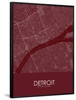 Detroit, United States of America Red Map-null-Framed Poster