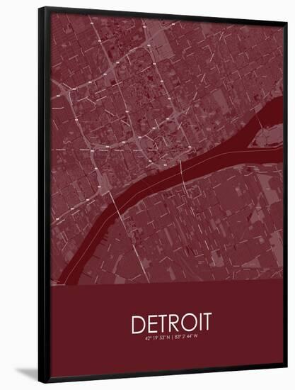 Detroit, United States of America Red Map-null-Framed Poster