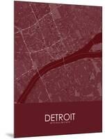 Detroit, United States of America Red Map-null-Mounted Poster