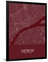 Detroit, United States of America Red Map-null-Framed Poster