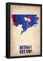 Detroit Watercolor Map-NaxArt-Framed Poster