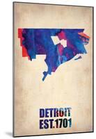 Detroit Watercolor Map-NaxArt-Mounted Poster