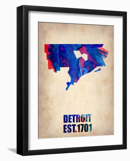 Detroit Watercolor Map-NaxArt-Framed Art Print