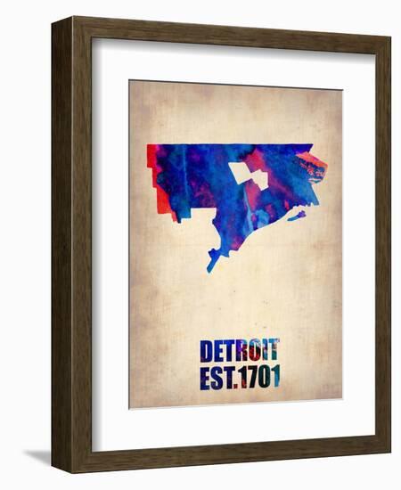 Detroit Watercolor Map-NaxArt-Framed Art Print