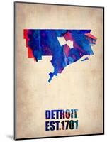 Detroit Watercolor Map-NaxArt-Mounted Art Print