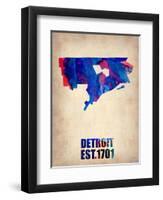 Detroit Watercolor Map-NaxArt-Framed Art Print