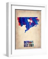 Detroit Watercolor Map-NaxArt-Framed Art Print