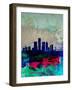 Detroit Watercolor Skyline-NaxArt-Framed Art Print