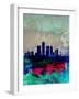 Detroit Watercolor Skyline-NaxArt-Framed Art Print