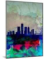 Detroit Watercolor Skyline-NaxArt-Mounted Art Print