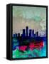 Detroit Watercolor Skyline-NaxArt-Framed Stretched Canvas