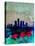 Detroit Watercolor Skyline-NaxArt-Stretched Canvas