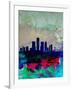 Detroit Watercolor Skyline-NaxArt-Framed Art Print