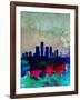 Detroit Watercolor Skyline-NaxArt-Framed Art Print