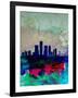 Detroit Watercolor Skyline-NaxArt-Framed Art Print