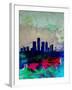 Detroit Watercolor Skyline-NaxArt-Framed Art Print