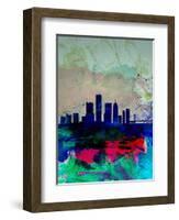 Detroit Watercolor Skyline-NaxArt-Framed Art Print