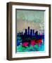 Detroit Watercolor Skyline-NaxArt-Framed Art Print