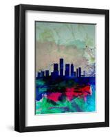 Detroit Watercolor Skyline-NaxArt-Framed Art Print