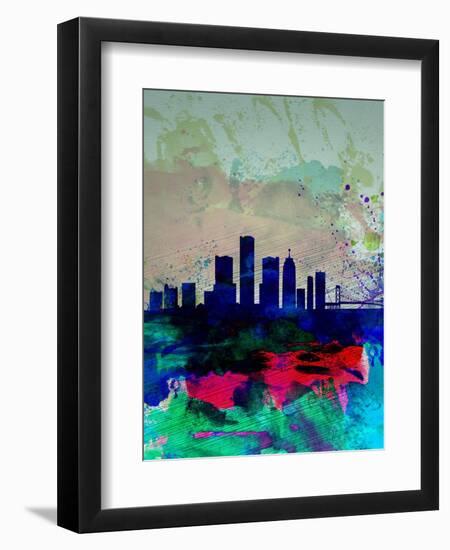 Detroit Watercolor Skyline-NaxArt-Framed Art Print