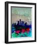 Detroit Watercolor Skyline-NaxArt-Framed Art Print