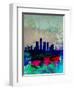 Detroit Watercolor Skyline-NaxArt-Framed Art Print