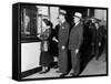 Detroit Workers Line Up at the New Chrysler Emergency Bank at Tellers Window-null-Framed Stretched Canvas