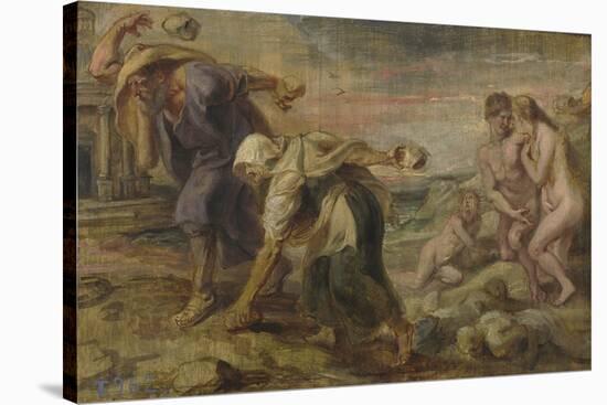 Deucalion and Pyrrha, Ca 1636-Peter Paul Rubens-Stretched Canvas