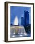 Deutsche Bank with Water Fountain Illuminated at Dusk, Frankfurt Am Main, Germany, Europe-Scholey Peter-Framed Photographic Print