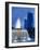 Deutsche Bank with Water Fountain Illuminated at Dusk, Frankfurt Am Main, Germany, Europe-Scholey Peter-Framed Photographic Print