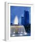 Deutsche Bank with Water Fountain Illuminated at Dusk, Frankfurt Am Main, Germany, Europe-Scholey Peter-Framed Photographic Print