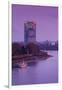 Deutsche Post Tower by Rhein River at dusk, Bonn, North Rhine-Westphalia, Germany-null-Framed Photographic Print