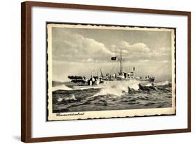 Deutsches Kriegsschiff, Minenräumboot Auf See-null-Framed Giclee Print