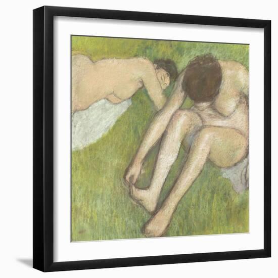 Deux baigneuses sur l'herbe-Edgar Degas-Framed Giclee Print