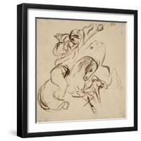 Deux cavaliers orientaux combattant-Eugene Delacroix-Framed Giclee Print