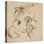 Deux cavaliers orientaux combattant-Eugene Delacroix-Stretched Canvas