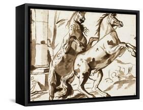 Deux chevaux cabrés-Nicolas Poussin-Framed Stretched Canvas