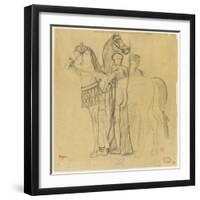 Deux chevaux conduits par deux femmes-Edgar Degas-Framed Giclee Print