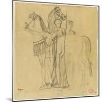 Deux chevaux conduits par deux femmes-Edgar Degas-Mounted Giclee Print