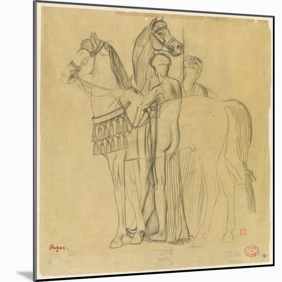 Deux chevaux conduits par deux femmes-Edgar Degas-Mounted Giclee Print