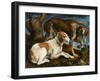 Deux chiens de chasse attachés à une souche-Jacopo Bassano-Framed Giclee Print