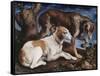 Deux chiens de chasse attachés à une souche-Jacopo Bassano-Framed Stretched Canvas