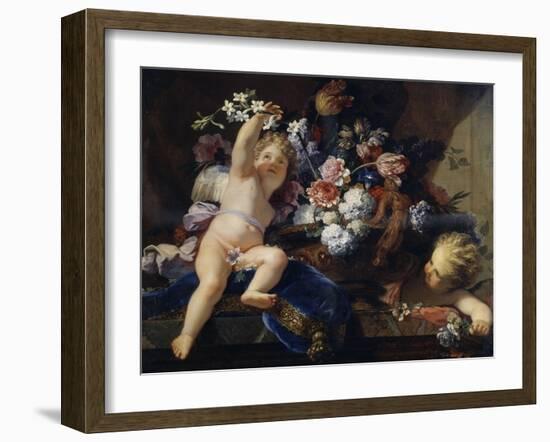 Deux enfants jouant avec des fleurs-Jean Jouvenet-Framed Giclee Print