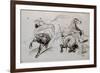 Deux études d'homme nu, l'un attaché à un cheval, l'autre tombant de cheval; croquis pour un-Eugene Delacroix-Framed Giclee Print