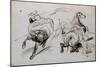 Deux études d'homme nu, l'un attaché à un cheval, l'autre tombant de cheval; croquis pour un-Eugene Delacroix-Mounted Giclee Print