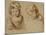 Deux études d'un jeune enfant coiffé d'un bonnet-Jean Antoine Watteau-Mounted Giclee Print