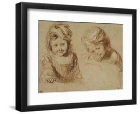 Deux études d'un jeune enfant coiffé d'un bonnet-Jean Antoine Watteau-Framed Premium Giclee Print