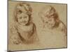 Deux études d'un jeune enfant coiffé d'un bonnet-Jean Antoine Watteau-Mounted Giclee Print