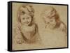 Deux études d'un jeune enfant coiffé d'un bonnet-Jean Antoine Watteau-Framed Stretched Canvas